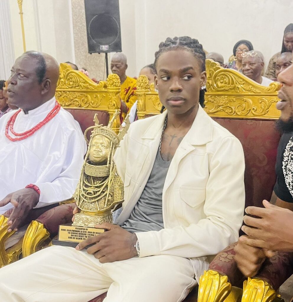 Rema receives royal honour from Oba of Benin